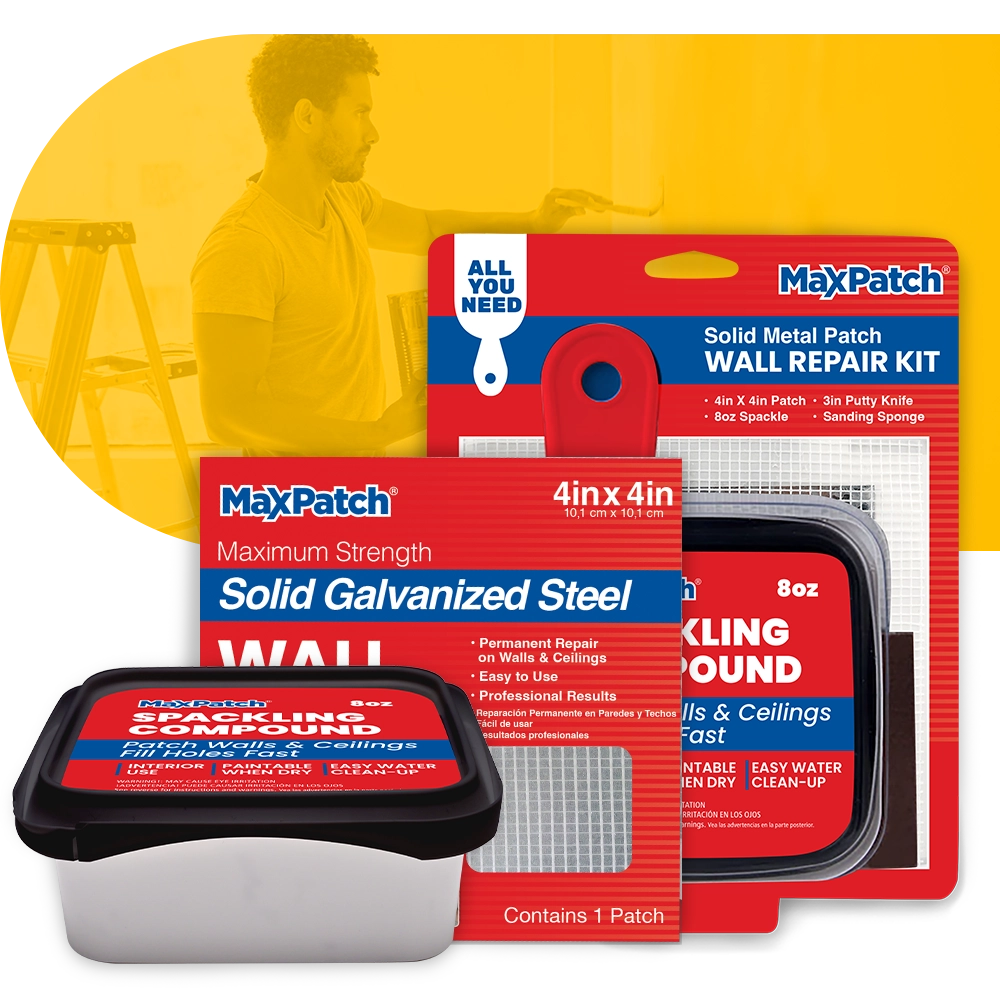 DP Wagner MaxPatch solid metal wall repair kit, patch, and premium spackle