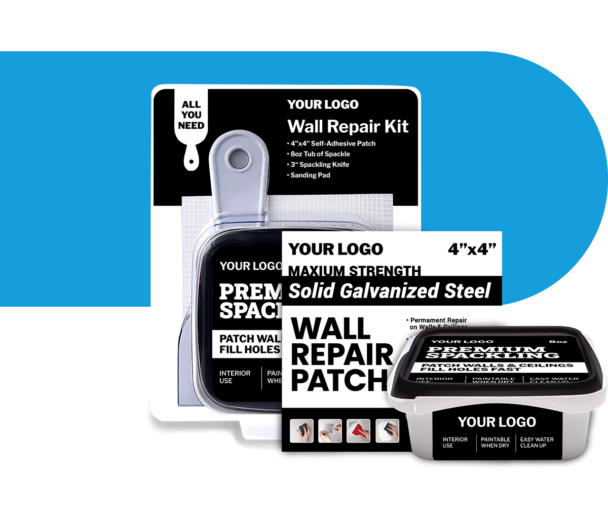 DPWagner program solution set of wall repair kit, wall repair patch, and wall repair premium spackle 