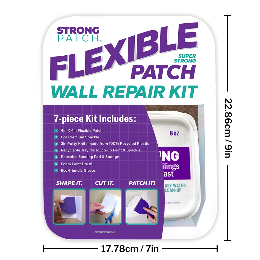 StrongPatch 7 piece flexible patch repair kit dimensions